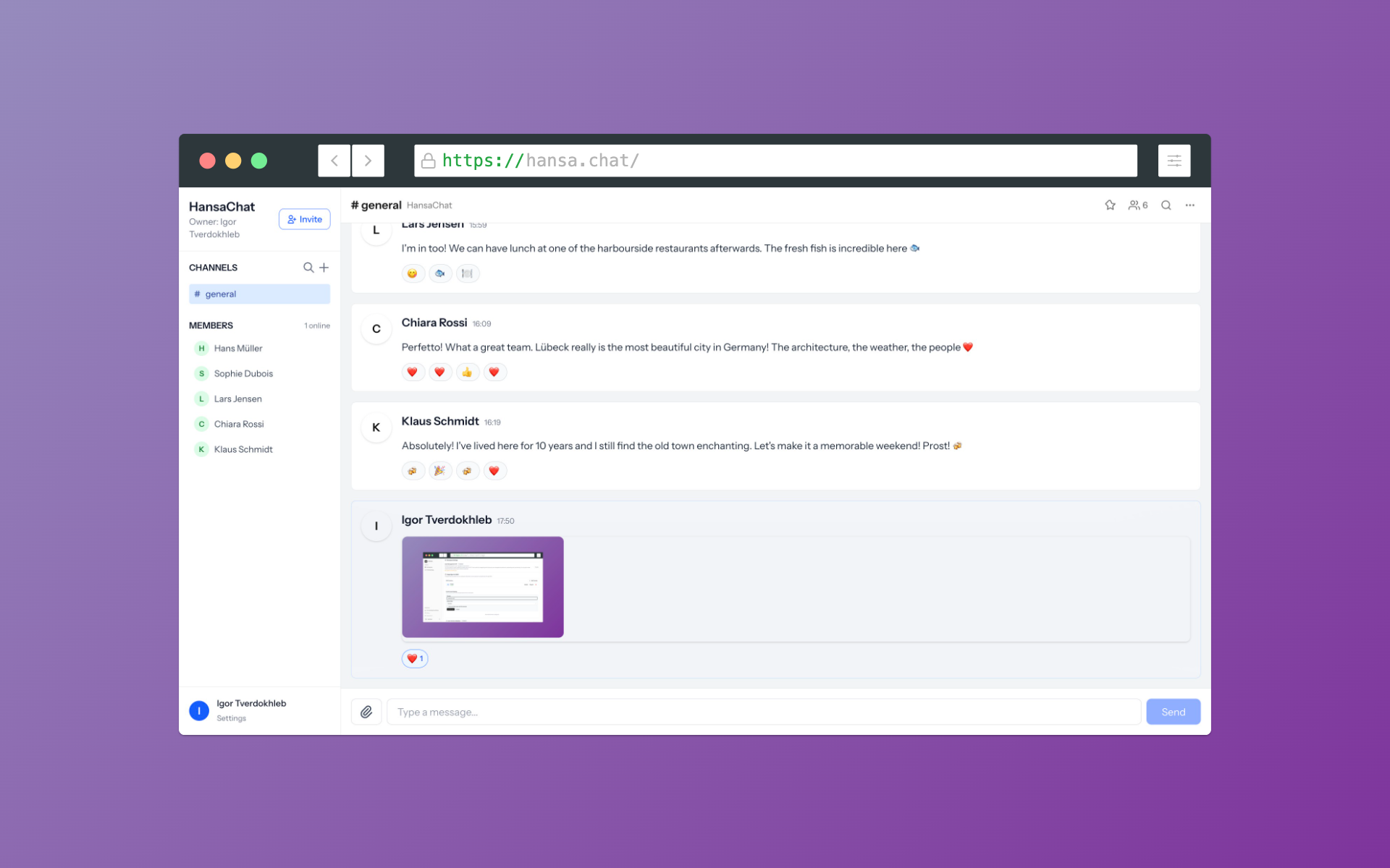 Chat application screenshot